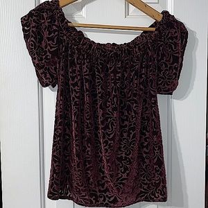 Velvet off the shoulder Hollister top